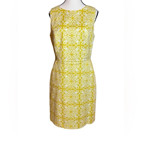 Boden Dresses & Skirts - Boden Talia Mimosa Woodblock Print Sleeveless Dress Yellow Womens Size 8 Preppy